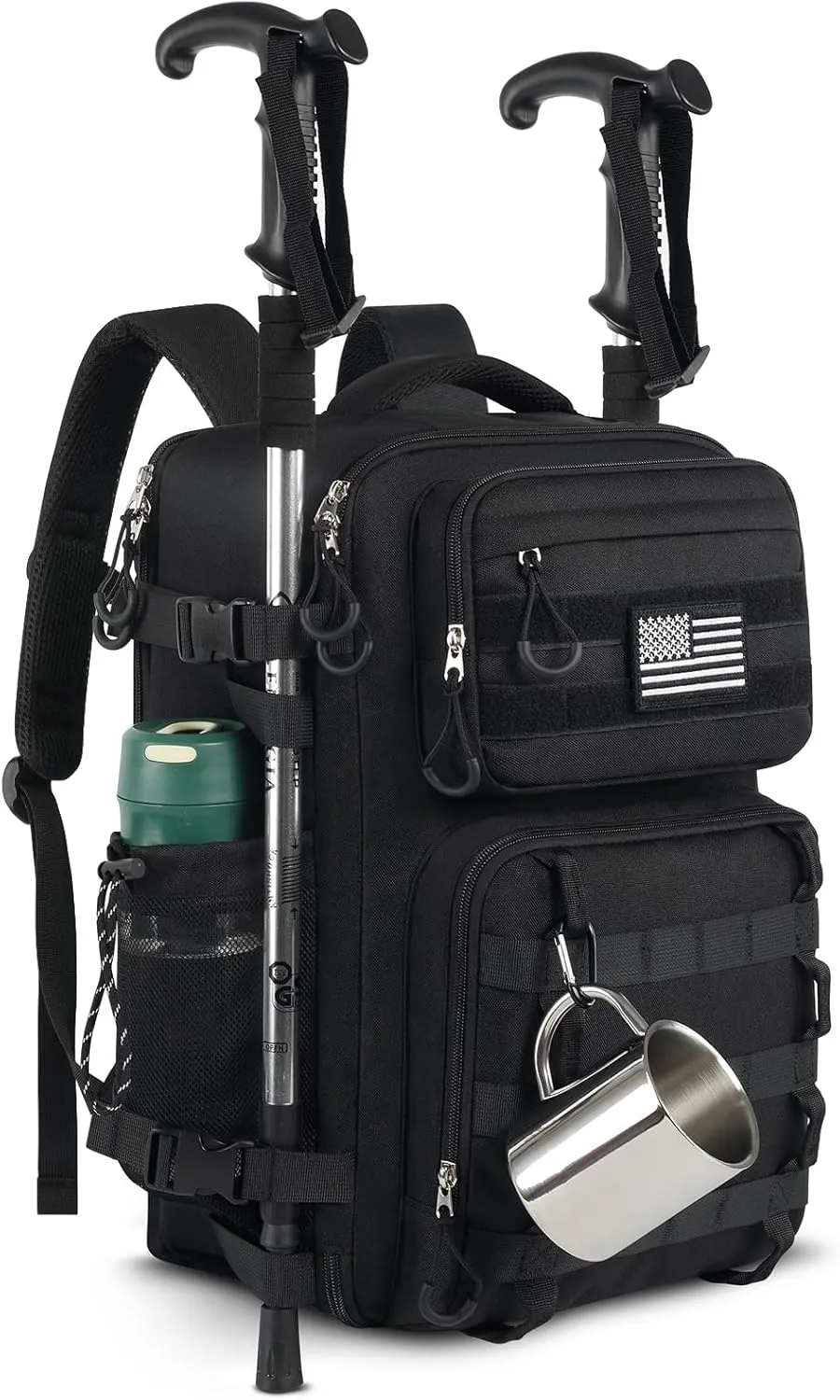 25L Tactical Bag Backpack for Men, Heavy Duty Military Backpack Molle Army Large Rucasack, Laptop Backpack Travel (Black)
