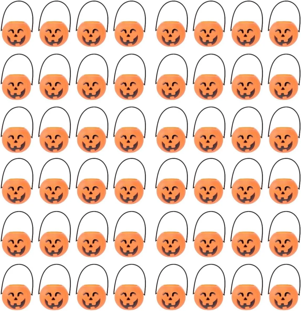 48Pcs Pumpkin Candy Bucket Plastic Pumpkins for Trick or Treating Portable Pumpkin Bucket Mini Tote Bags Mini Lantern Halloween Pumpkin Bucket for Thanksgiving Halloween Party