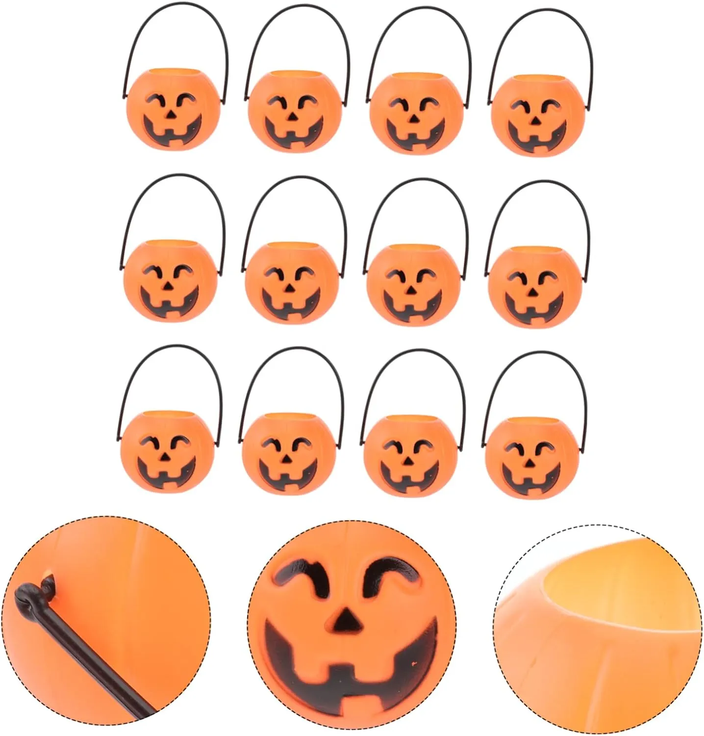 48Pcs Pumpkin Candy Bucket Plastic Pumpkins for Trick or Treating Portable Pumpkin Bucket Mini Tote Bags Mini Lantern Halloween Pumpkin Bucket for Thanksgiving Halloween Party