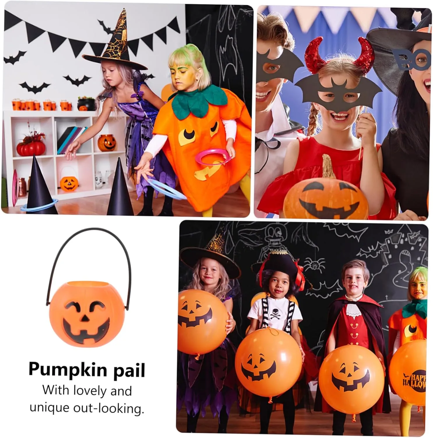 48Pcs Pumpkin Candy Bucket Plastic Pumpkins for Trick or Treating Portable Pumpkin Bucket Mini Tote Bags Mini Lantern Halloween Pumpkin Bucket for Thanksgiving Halloween Party