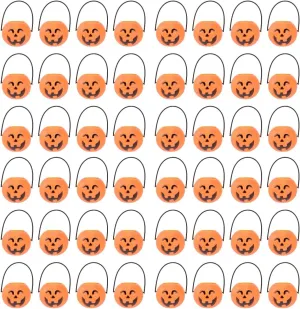 48Pcs Pumpkin Candy Bucket Plastic Pumpkins for Trick or Treating Portable Pumpkin Bucket Mini Tote Bags Mini Lantern Halloween Pumpkin Bucket for Thanksgiving Halloween Party