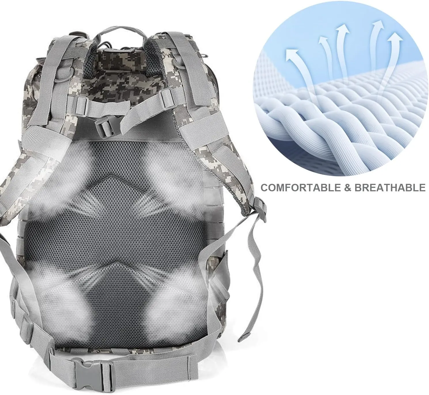 aiGear Tactical Backpack for Men, 45L Military Backpack, 3-Day Bug Out Bag for Camping Hiking Hunting with Molle System Army Daypack (45L ACU)