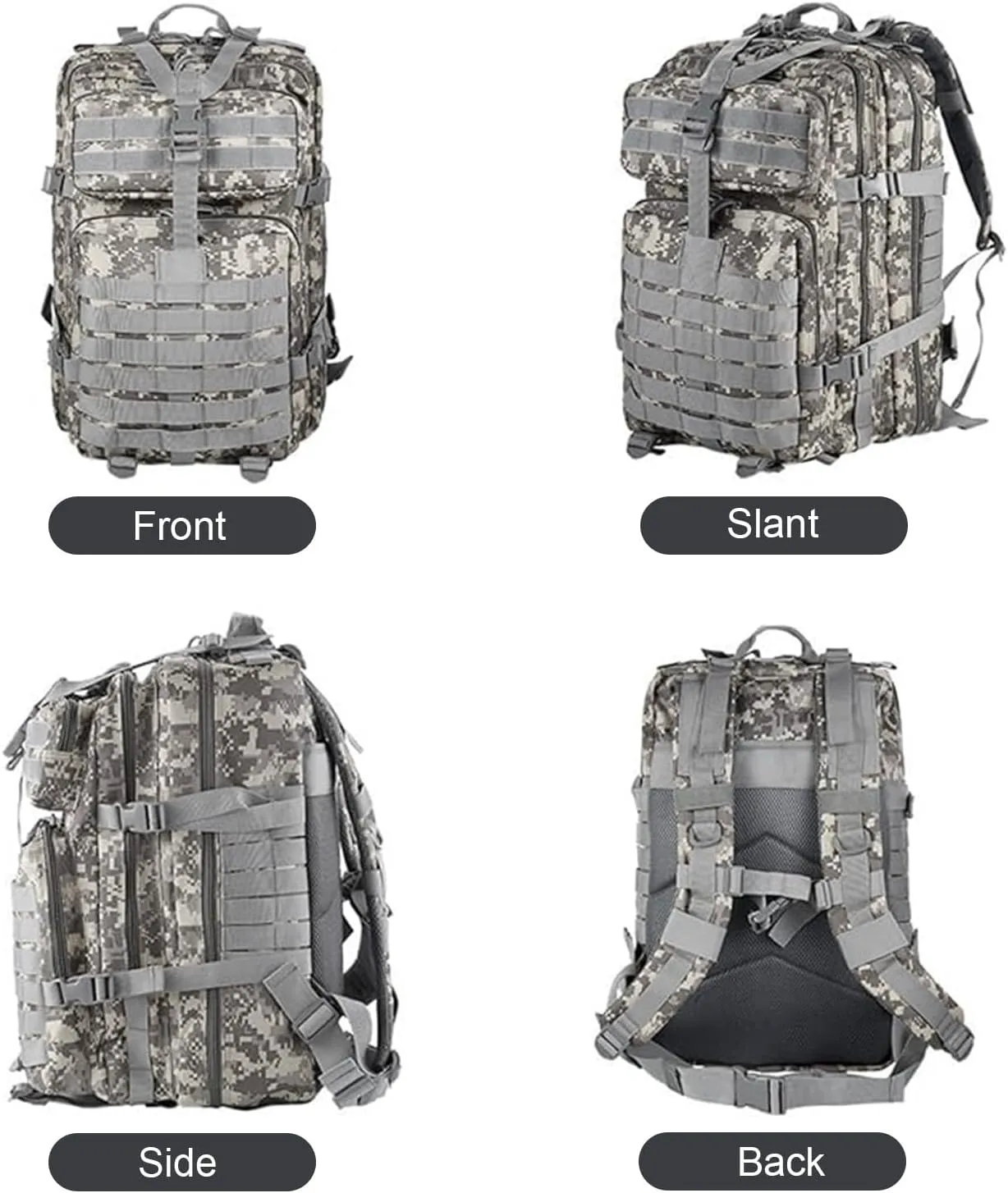 aiGear Tactical Backpack for Men, 45L Military Backpack, 3-Day Bug Out Bag for Camping Hiking Hunting with Molle System Army Daypack (45L ACU)
