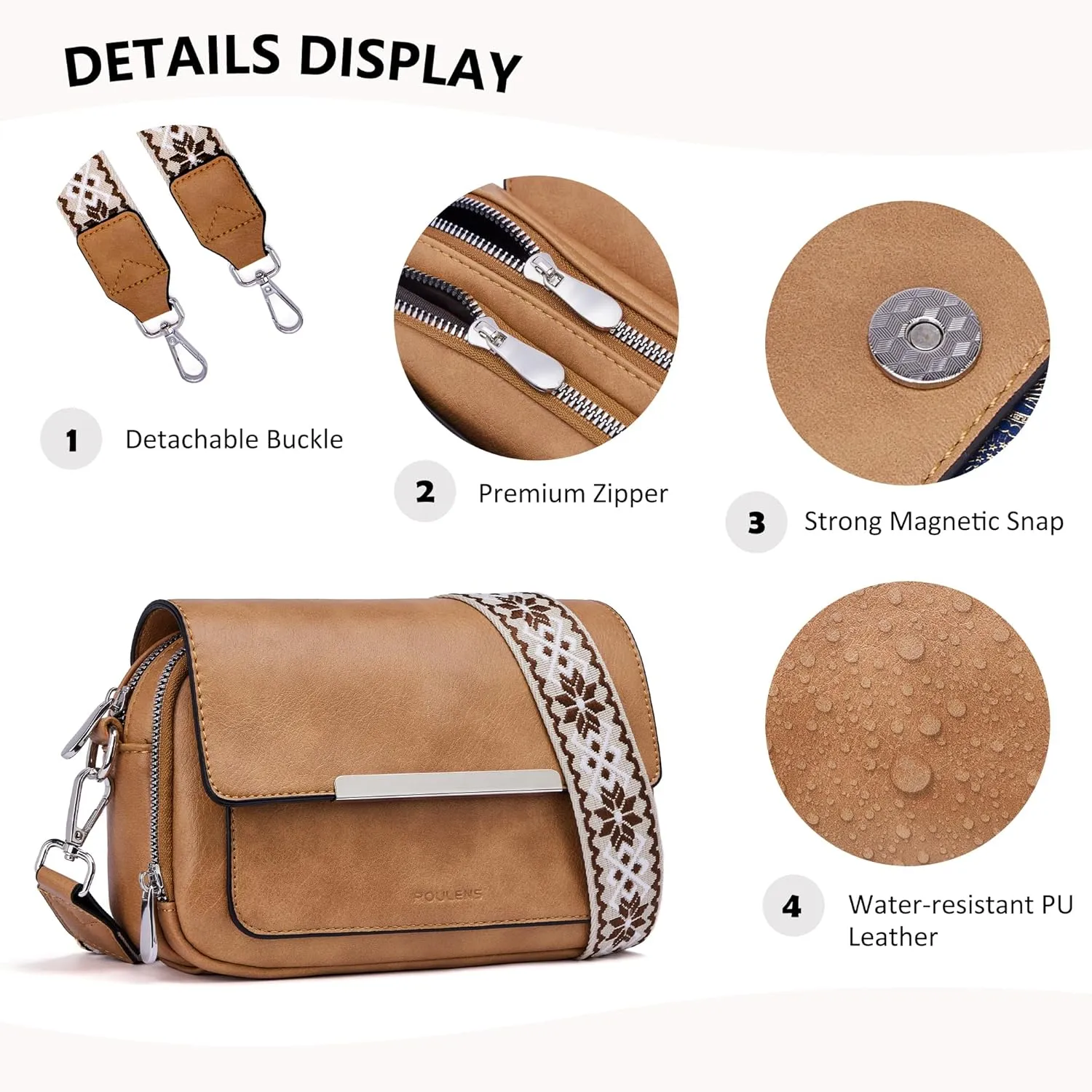 Crossbody Bags for Women Small Crossbody Wallet Purses with Card Slots Leather Shoulder Handbags Travel/Daily Use