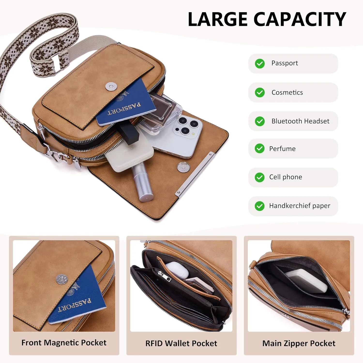 Crossbody Bags for Women Small Crossbody Wallet Purses with Card Slots Leather Shoulder Handbags Travel/Daily Use