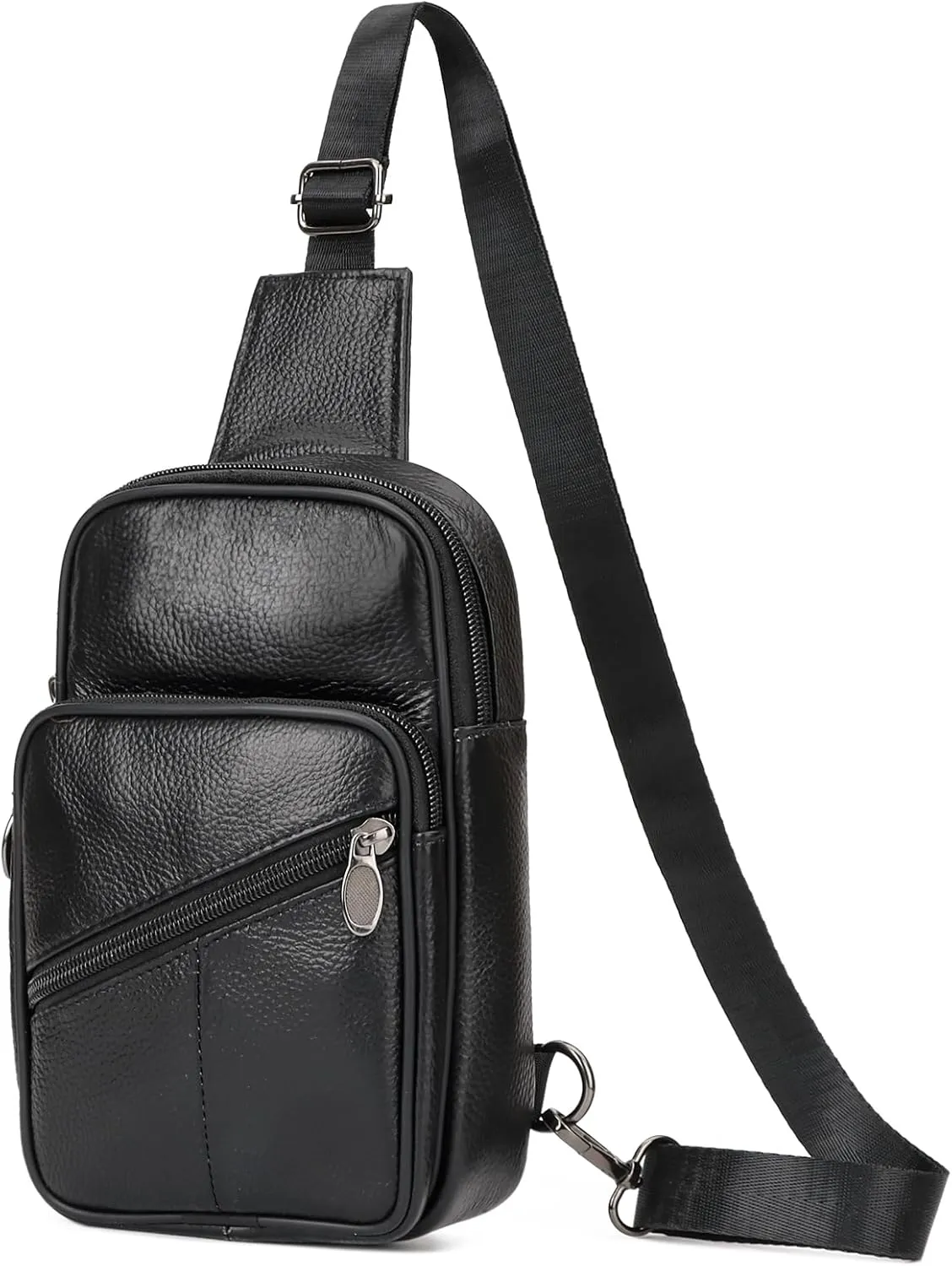 Daily Sling Bag for Men and Women, Small Leather Crossbody Chest Bag with Adjustable Straps, Lightweight Casual Backpack for Traveling Hiking