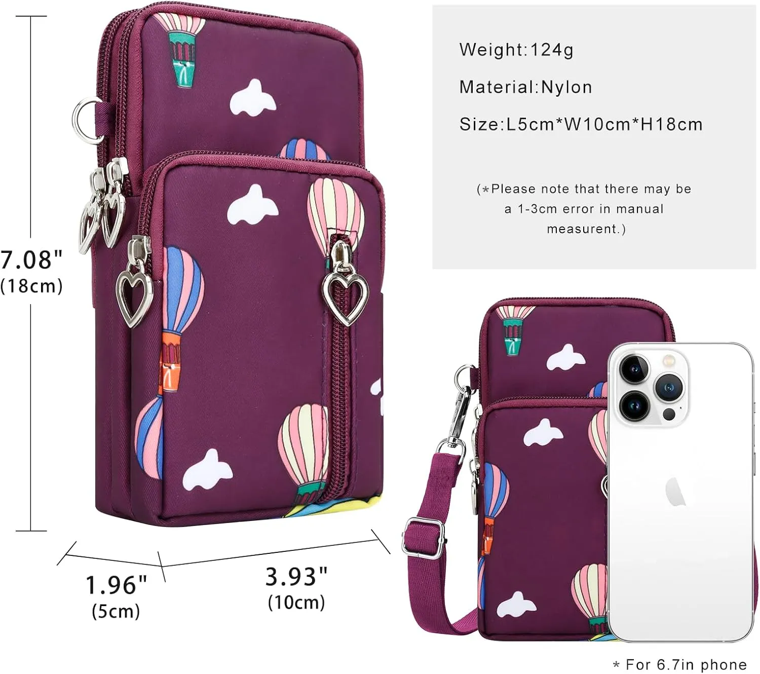 DOB SECHS Small Crossbody Wallet Phone Bag Shoulder Strap Wallet Pouch for Women Mini Crossbody Cell Phone Purse