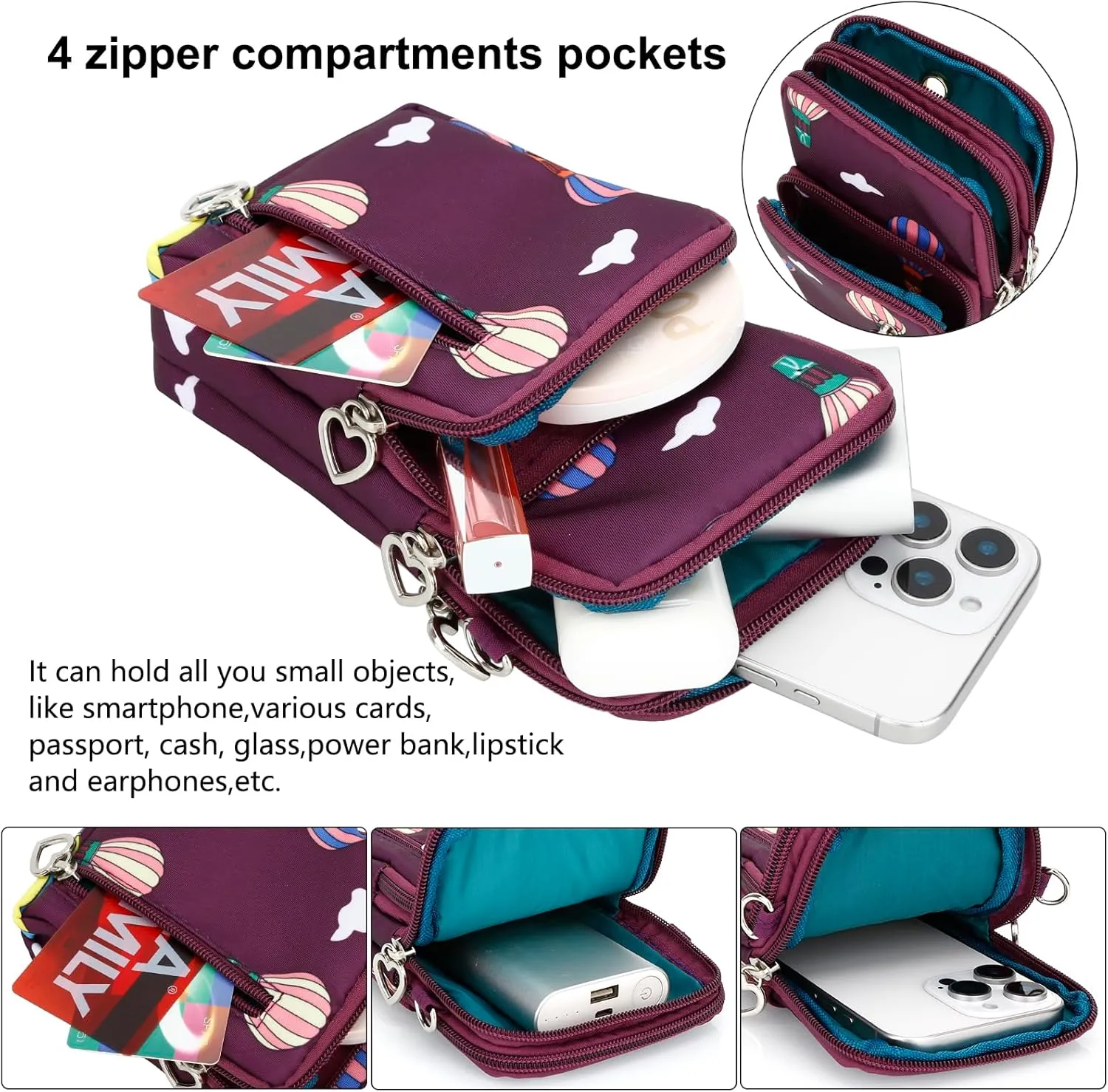 DOB SECHS Small Crossbody Wallet Phone Bag Shoulder Strap Wallet Pouch for Women Mini Crossbody Cell Phone Purse