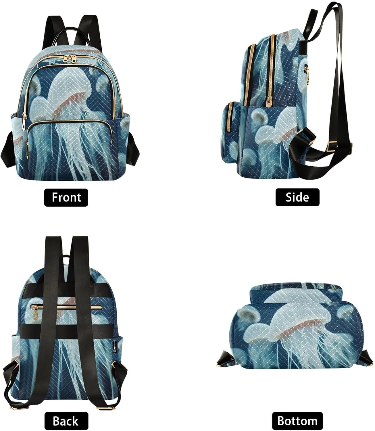 Exnundod Backpack Purse for Women Ocean Jelly Fish, Mini Fashion Backpack Lightweight Casual Daypack Shoulder Bag Travel Backpack, Medium