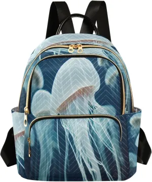 Exnundod Backpack Purse for Women Ocean Jelly Fish, Mini Fashion Backpack Lightweight Casual Daypack Shoulder Bag Travel Backpack, Medium