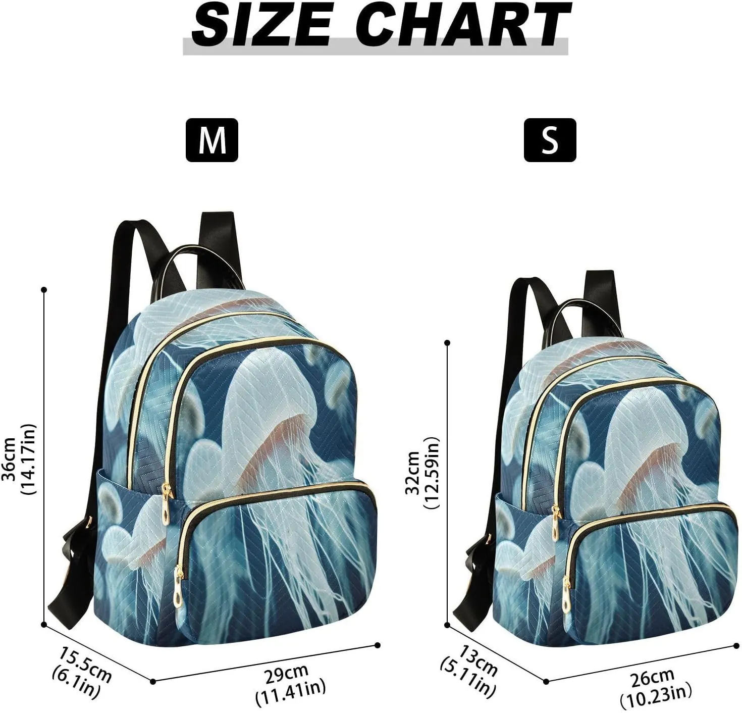 Exnundod Backpack Purse for Women Ocean Jelly Fish, Mini Fashion Backpack Lightweight Casual Daypack Shoulder Bag Travel Backpack, Medium