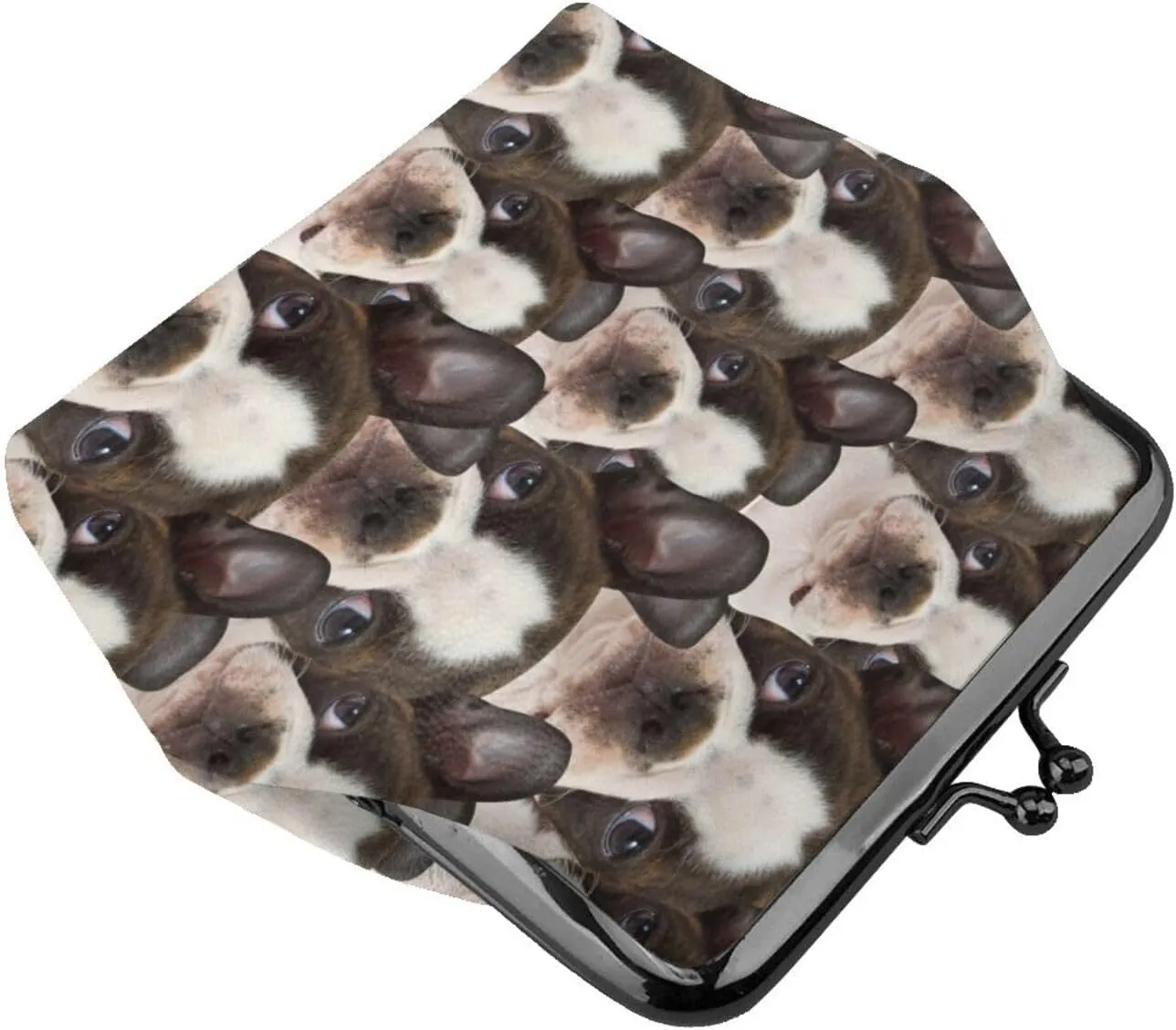 Funny Boston Terrier Dog Lovers Print Coin Purses For Women Girls, Pu Leather Vintage Buckle Coin Kiss-Lock Change Purse Card Holder Pouch Cute Puppy Dogs Wallets Small Makeup Bags Birthday Gifts