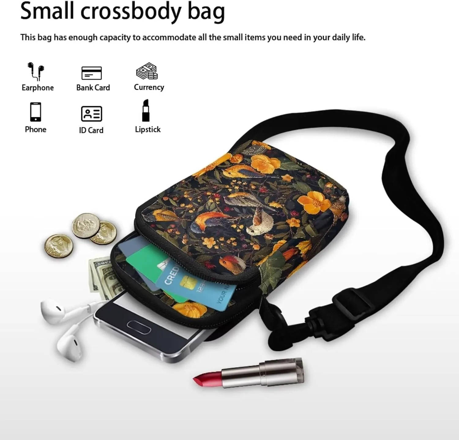 Girls Crossbody Bags Small Shoulder Bag with Zipper, Travel Satchel Bag Handbags