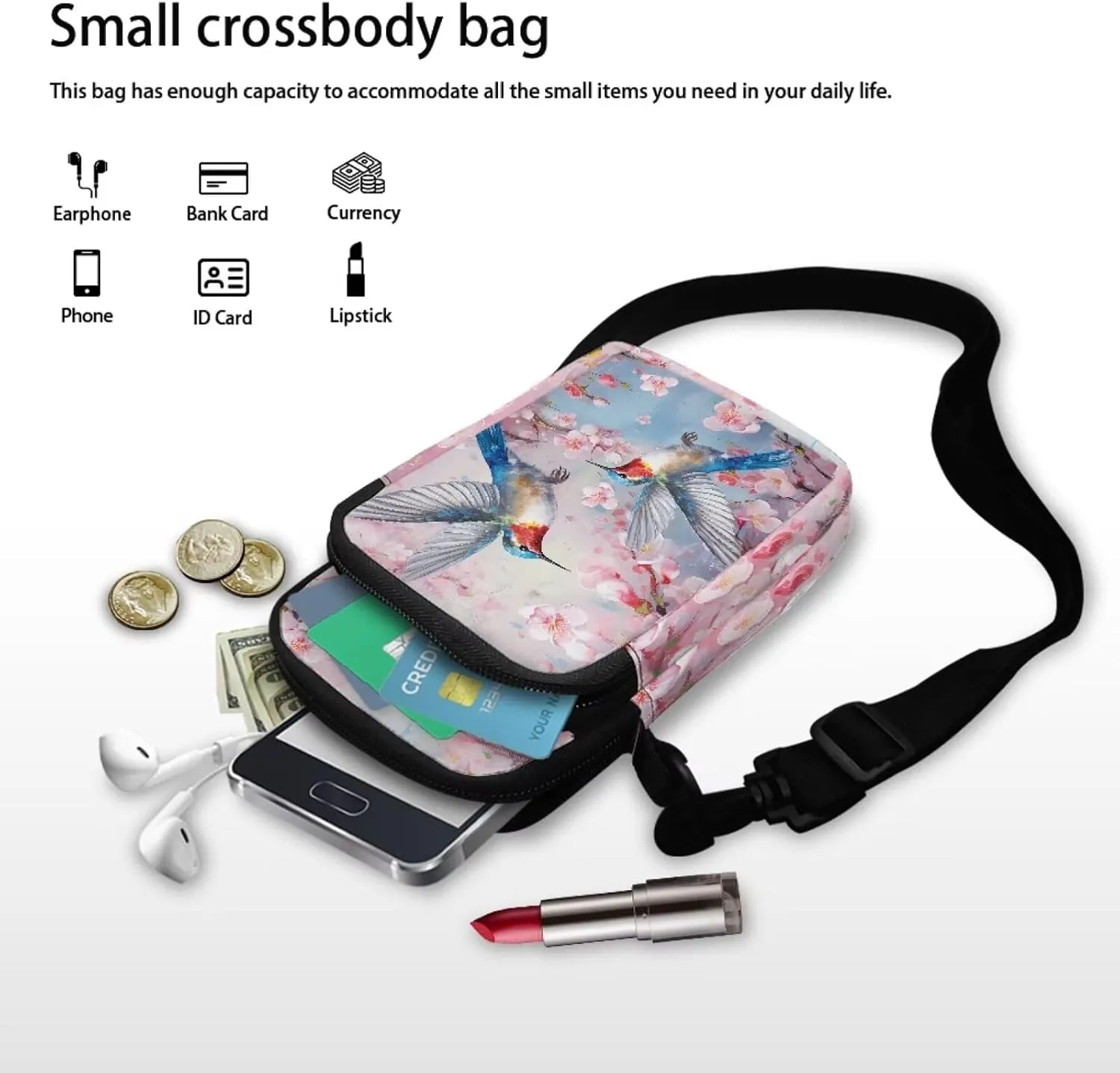Girls Crossbody Bags Small Shoulder Bag with Zipper, Travel Satchel Bag Handbags