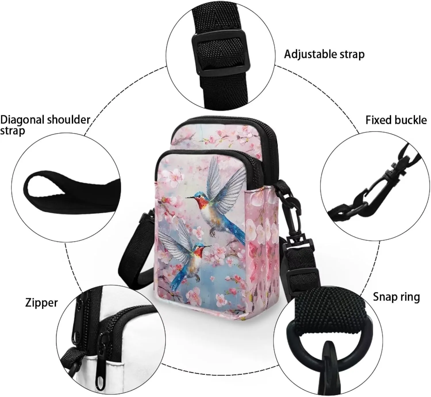 Girls Crossbody Bags Small Shoulder Bag with Zipper, Travel Satchel Bag Handbags