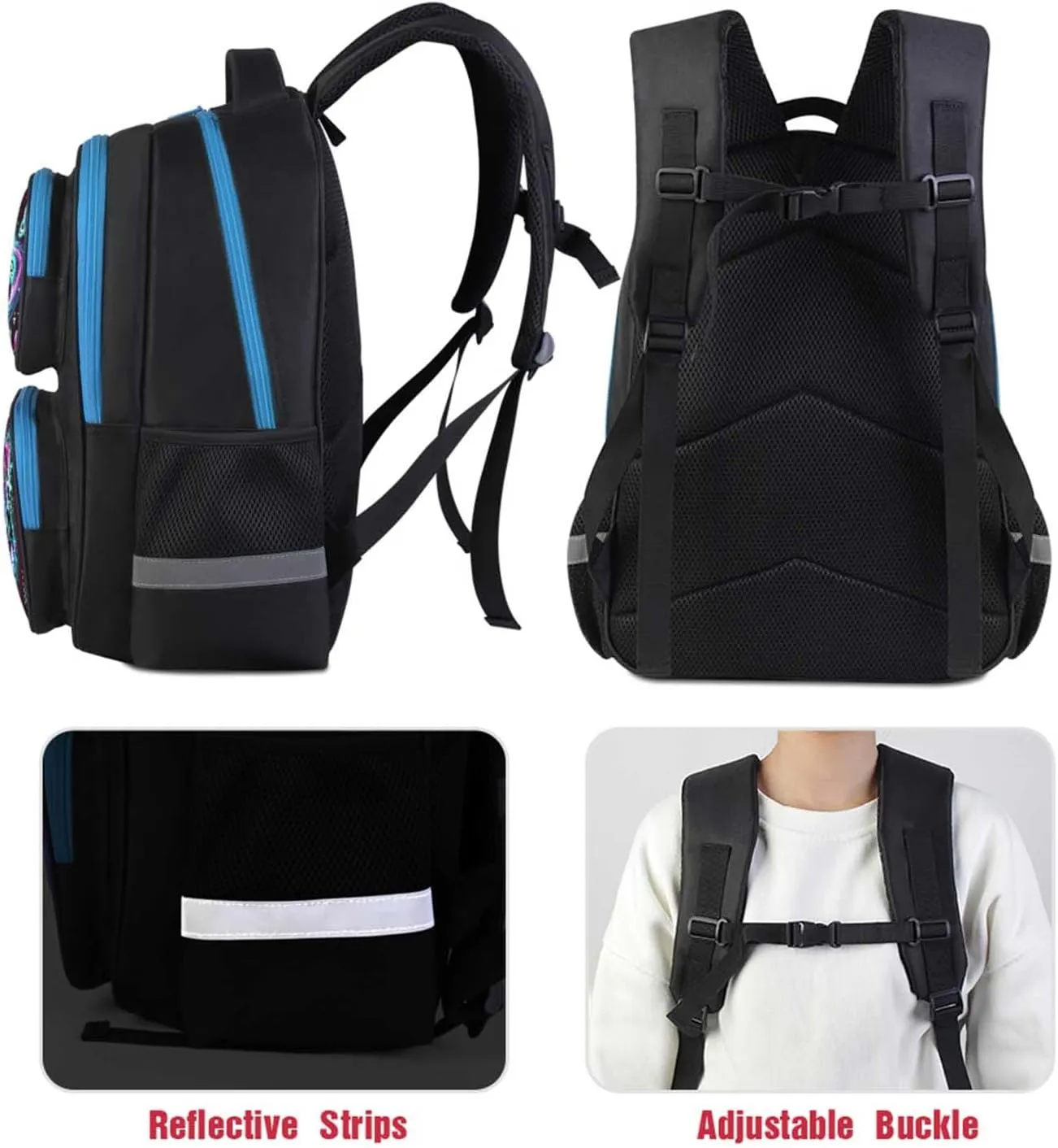 Headphone Kids School Backpack, 17" Elementary and Middle School Bag for Boys and Girls, Adjustable Straps and Lightweight Bookbag for Travel and Back to School, Ages 618