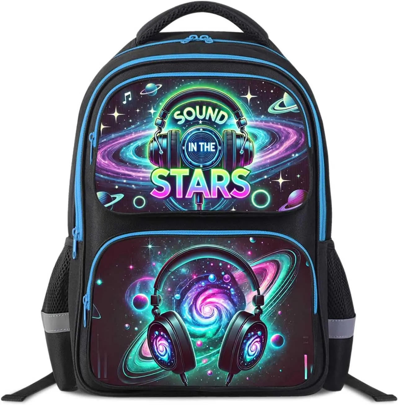 Headphone Kids School Backpack, 17" Elementary and Middle School Bag for Boys and Girls, Adjustable Straps and Lightweight Bookbag for Travel and Back to School, Ages 618
