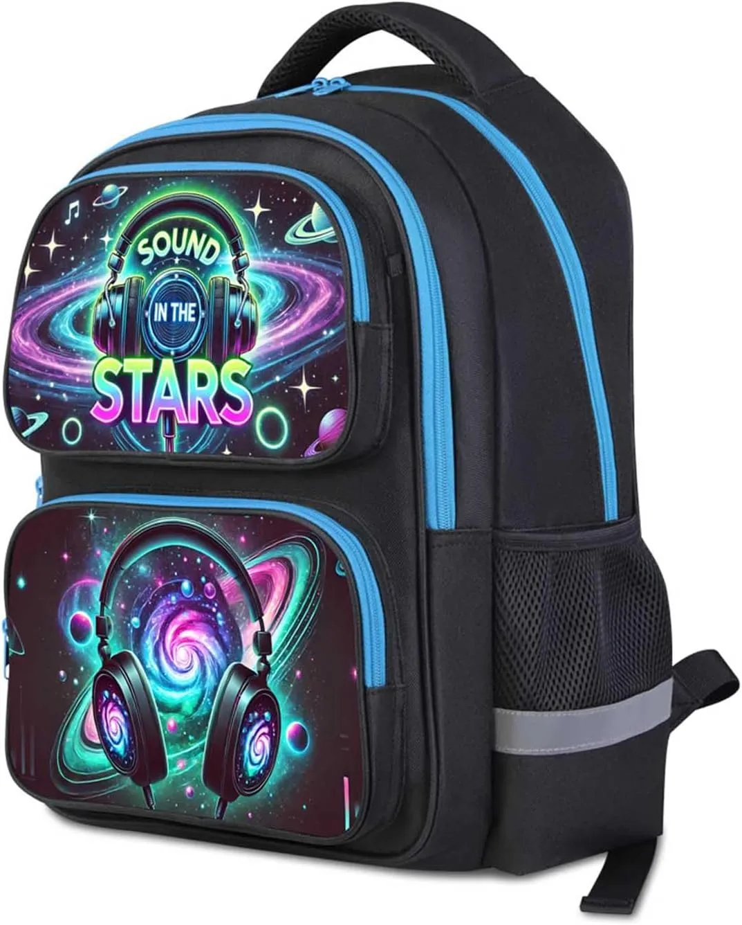 Headphone Kids School Backpack, 17" Elementary and Middle School Bag for Boys and Girls, Adjustable Straps and Lightweight Bookbag for Travel and Back to School, Ages 618