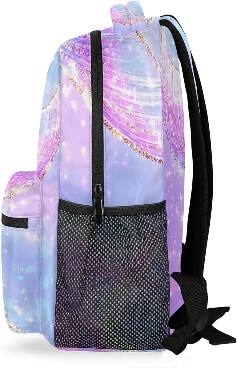 Kids School Backpack Elegant Mermaid Tail Ombre Glitter Sparkle Large Bookbag for Elementary Students Girls Lightweight Travel Casual Daypack Water Resistant Outdoor Sport Hiking Rucksack