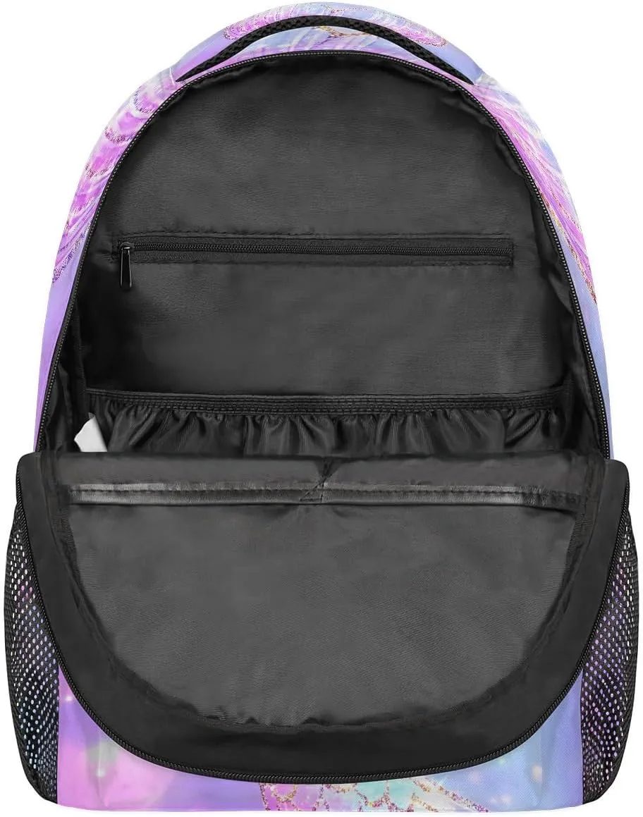 Kids School Backpack Elegant Mermaid Tail Ombre Glitter Sparkle Large Bookbag for Elementary Students Girls Lightweight Travel Casual Daypack Water Resistant Outdoor Sport Hiking Rucksack