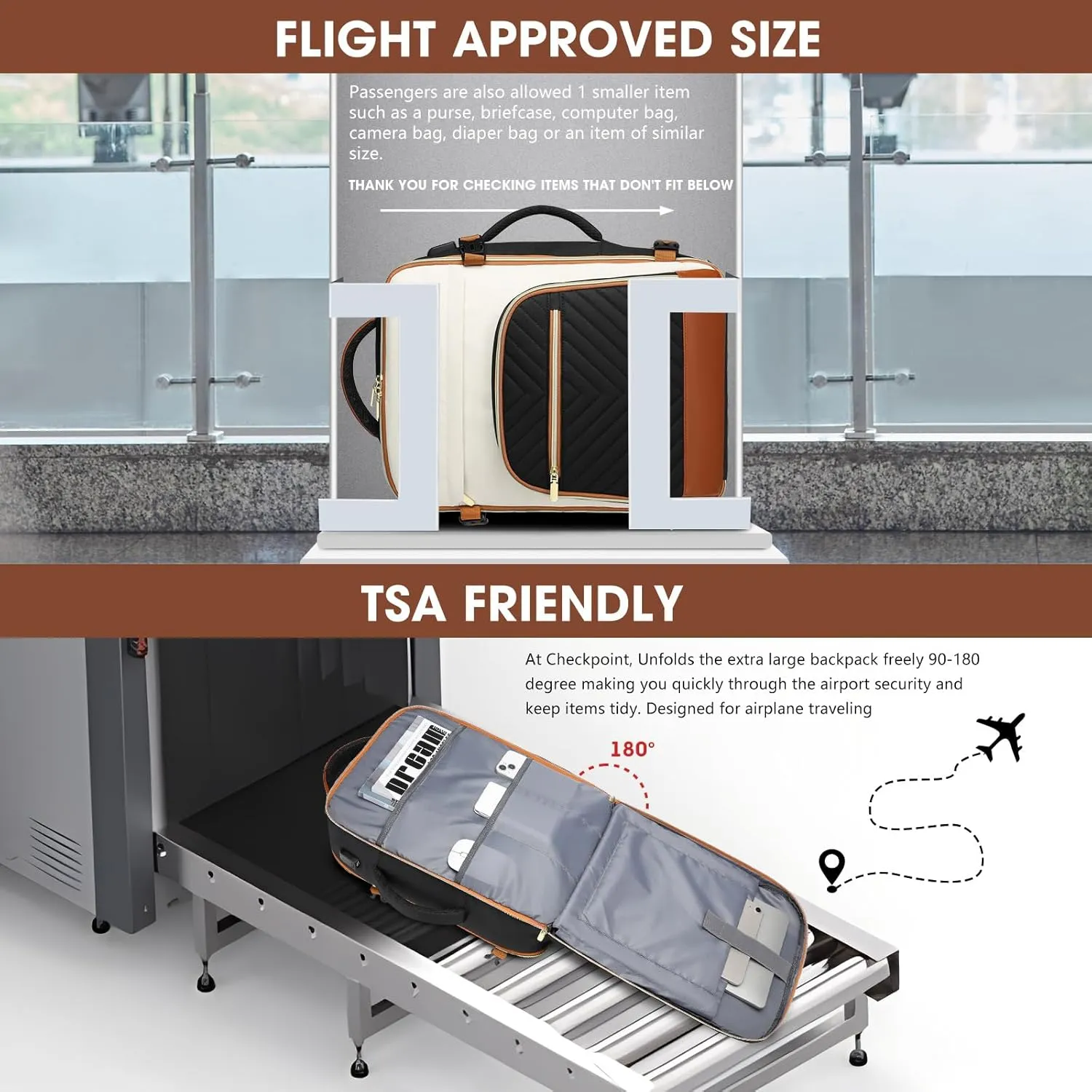 Large Carry On Travel Backpack: Flight Approved 40L Waterproof TSA Personal Item Daypack for Women Weekender Bag fit 17inch Laptop Luggage Backpack Traveling Business with USB Port and 3 Packing Cubes