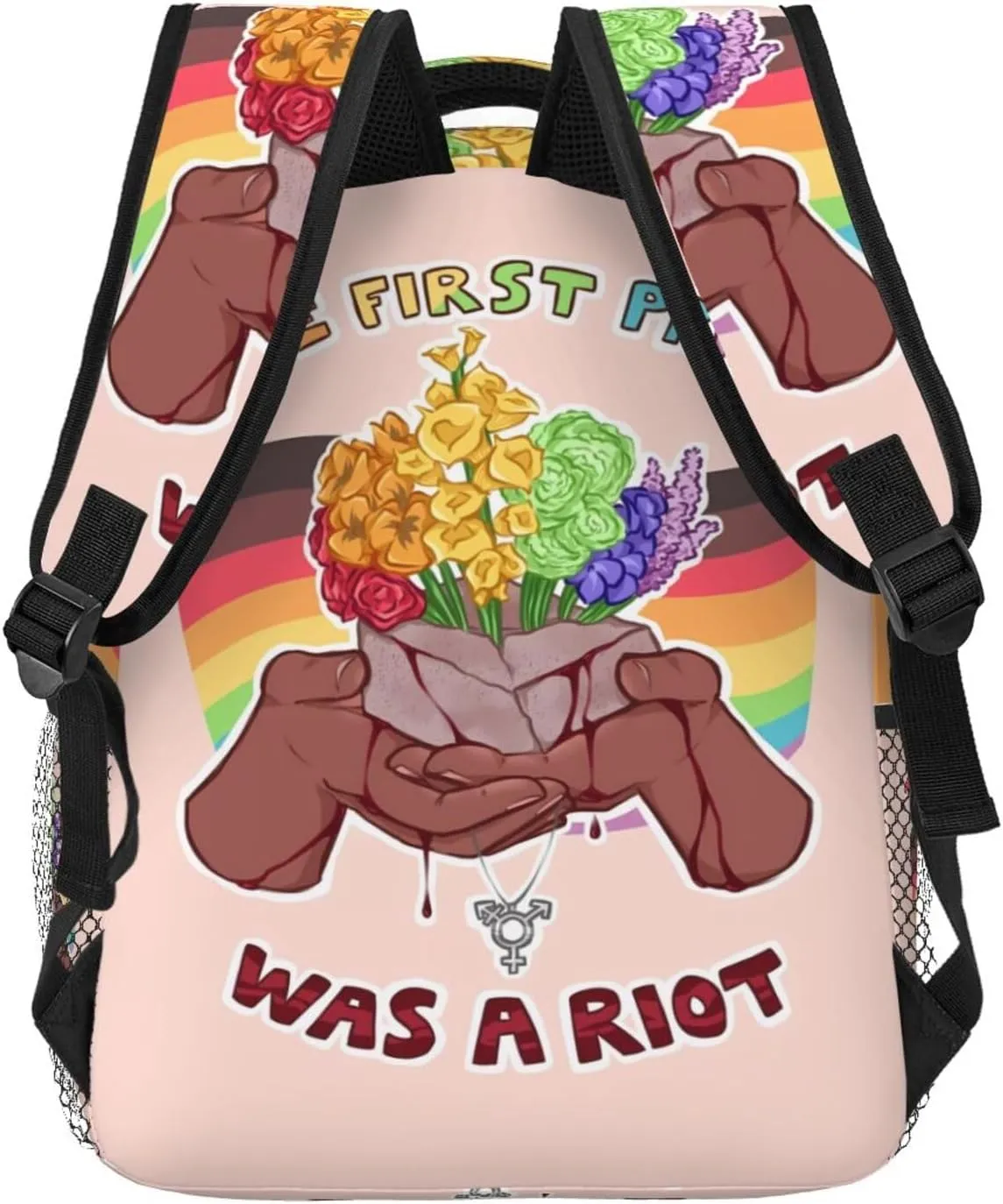 LGBT Rainbow Gay Pride Flag The First Pride Was A Riot Casual Backpack Laptop Backpacks Outdoor Sports Rucksack Lightweight Daypacks Shoulder Bag with Multiple Pockets for Travel Camping