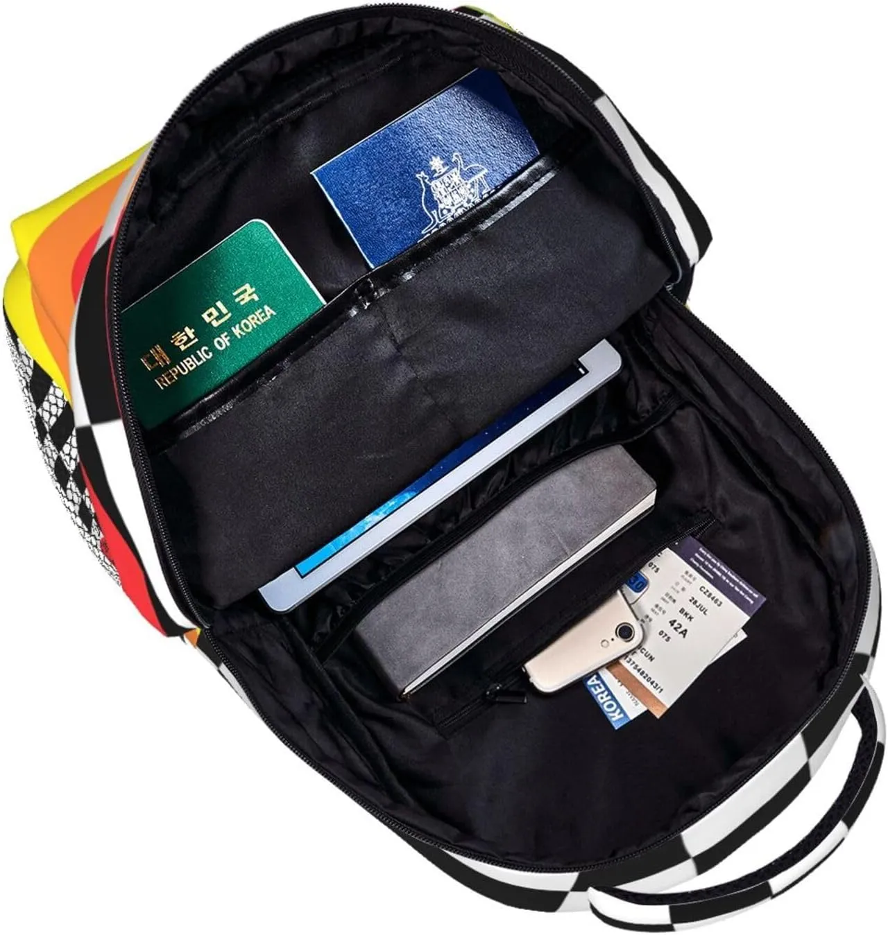LGBT Rainbow Gay Pride Flag White Black And Plaid Casual Backpack Laptop Backpacks Outdoor Sports Rucksack Lightweight Daypacks Shoulder Bag with Multiple Pockets for Travel Camping Hiking