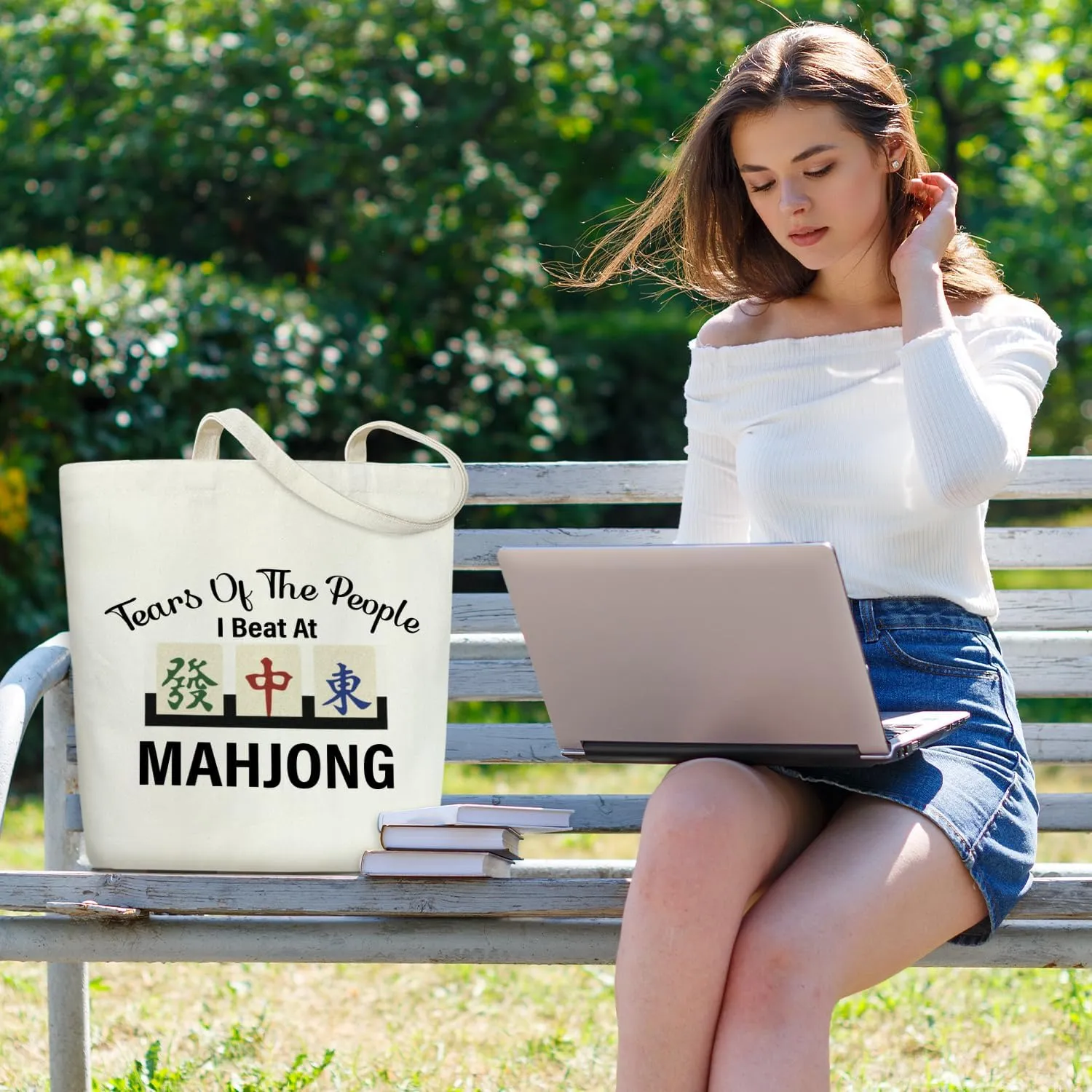 Mahjong Tote Bag For Women Large Shoulder Tote Bag Reusable Grocery Bags for Vacation, Shoppin