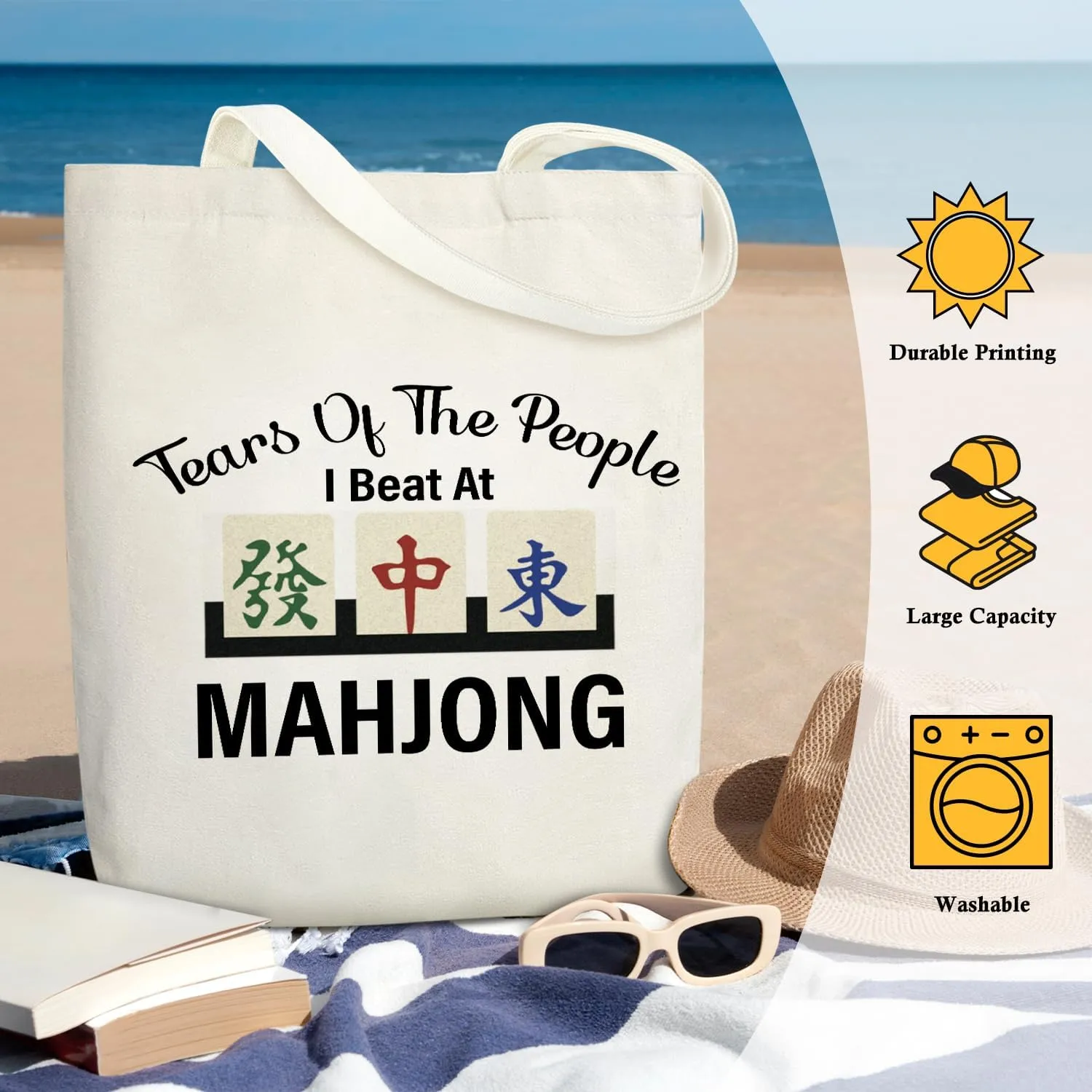 Mahjong Tote Bag For Women Large Shoulder Tote Bag Reusable Grocery Bags for Vacation, Shoppin