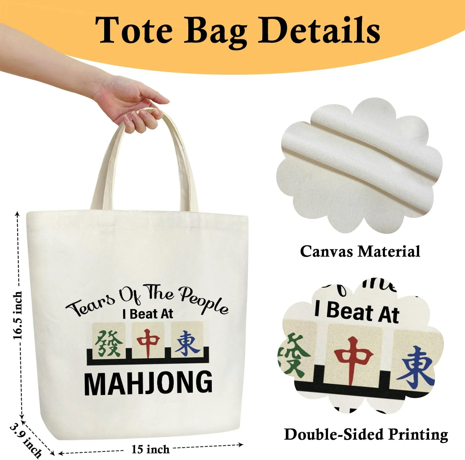 Mahjong Tote Bag For Women Large Shoulder Tote Bag Reusable Grocery Bags for Vacation, Shoppin