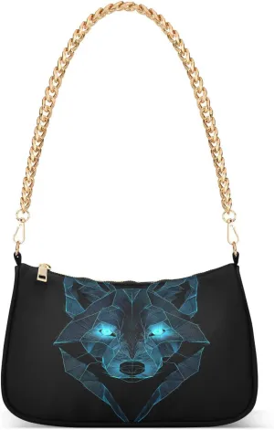Shoulder Bags for Women Line Wolf Hobo Tote Handbag Small Clutch Purse with Zipper Closure