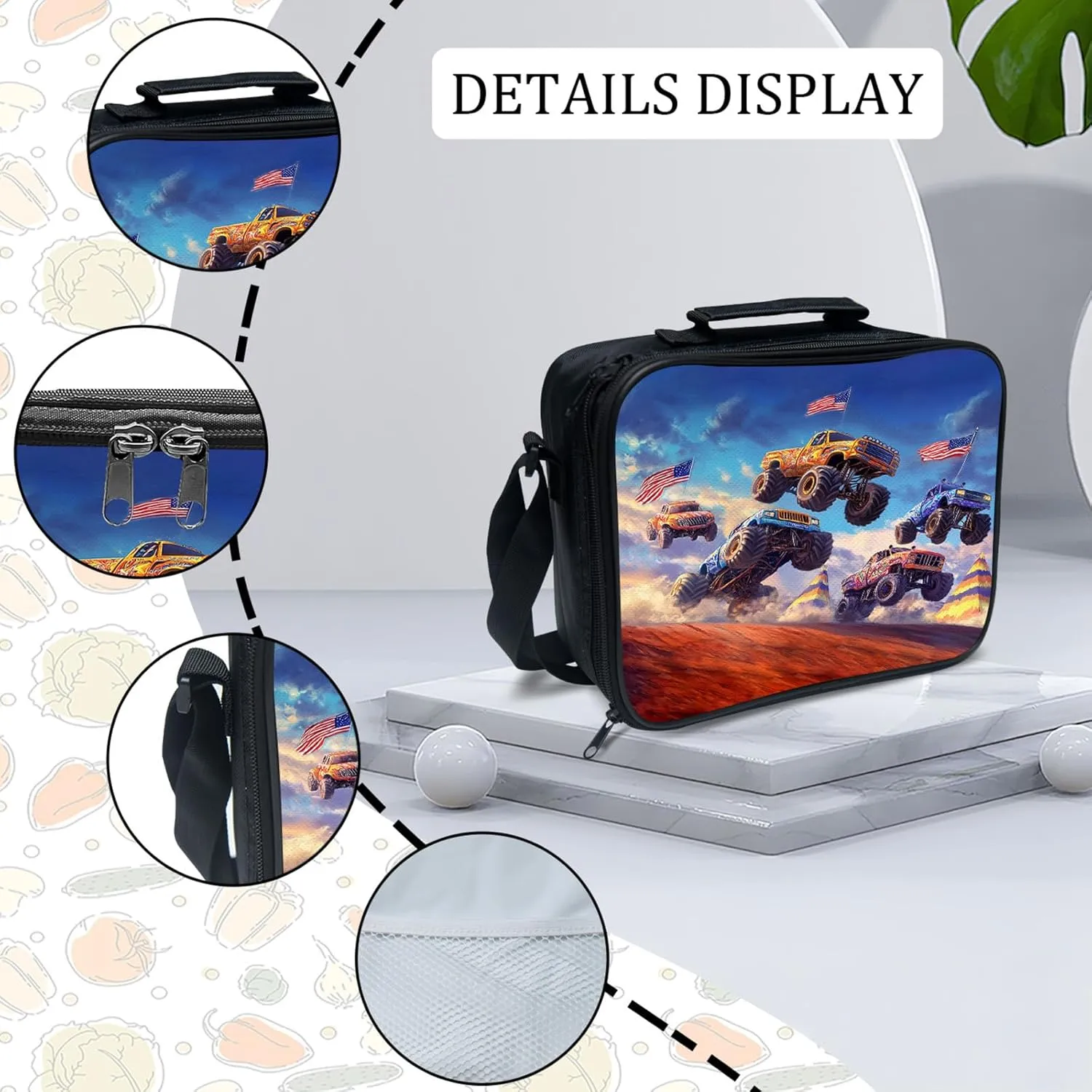 Truck Set for Girls Boys 3PCS Cool 3D School Bag with Lunch Box Pencil Case Kids Backpacks Toddler Elementary Bookbag 16 Inch
