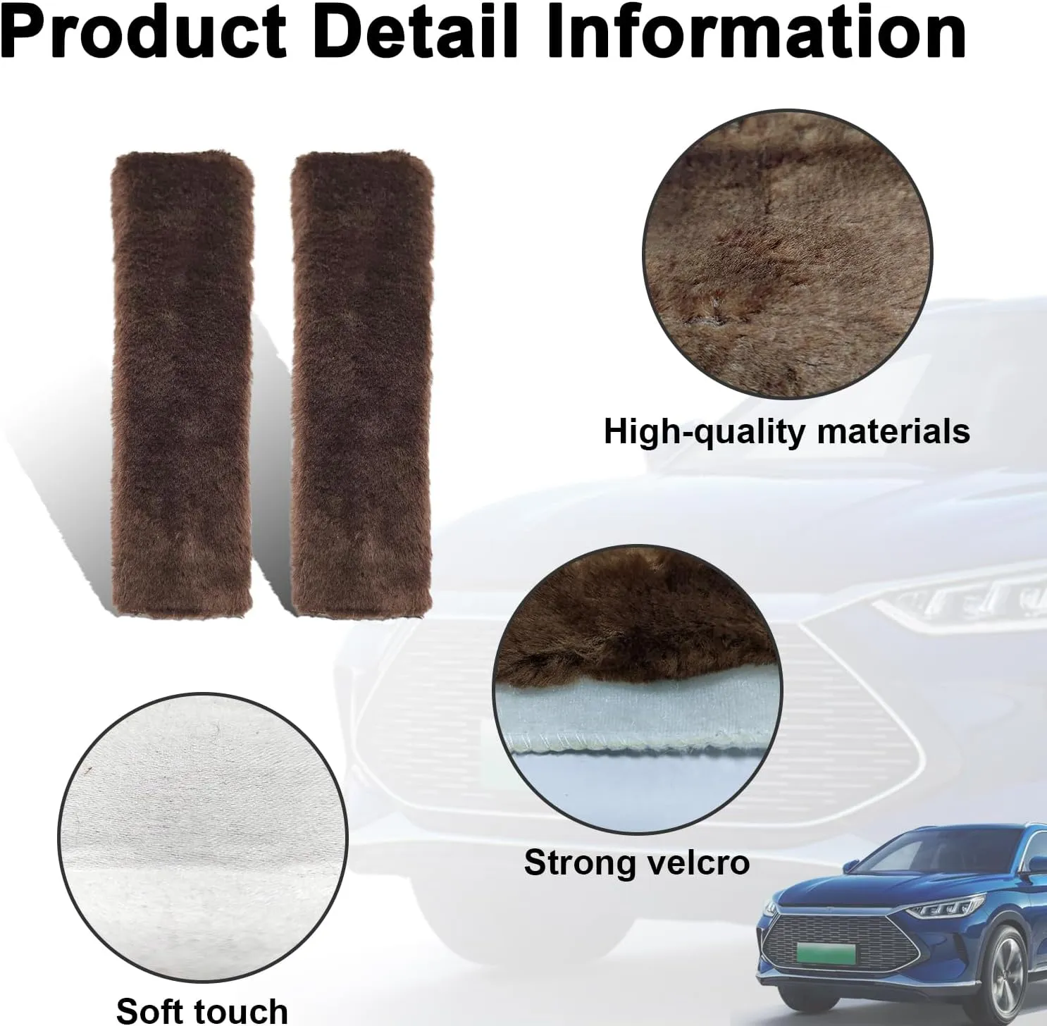 Ziciner 2 Packs Car Seatbelt Covers Shoulder Pad, Universal Soft Faux Sheepskin Shoulder Cover for Comfortable Driving, Fluffy Seat Belt Protector Help to Protect Your Neck and Shoulder (Coffee)