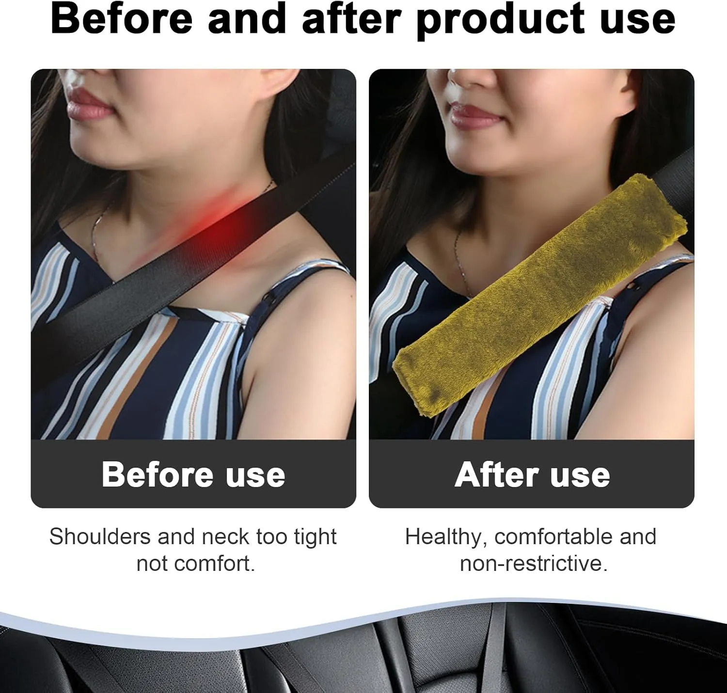Ziciner 2 Packs Car Seatbelt Covers Shoulder Pad, Universal Soft Faux Sheepskin Shoulder Cover for Comfortable Driving, Fluffy Seat Belt Protector Help to Protect Your Neck and Shoulder (Light Green)