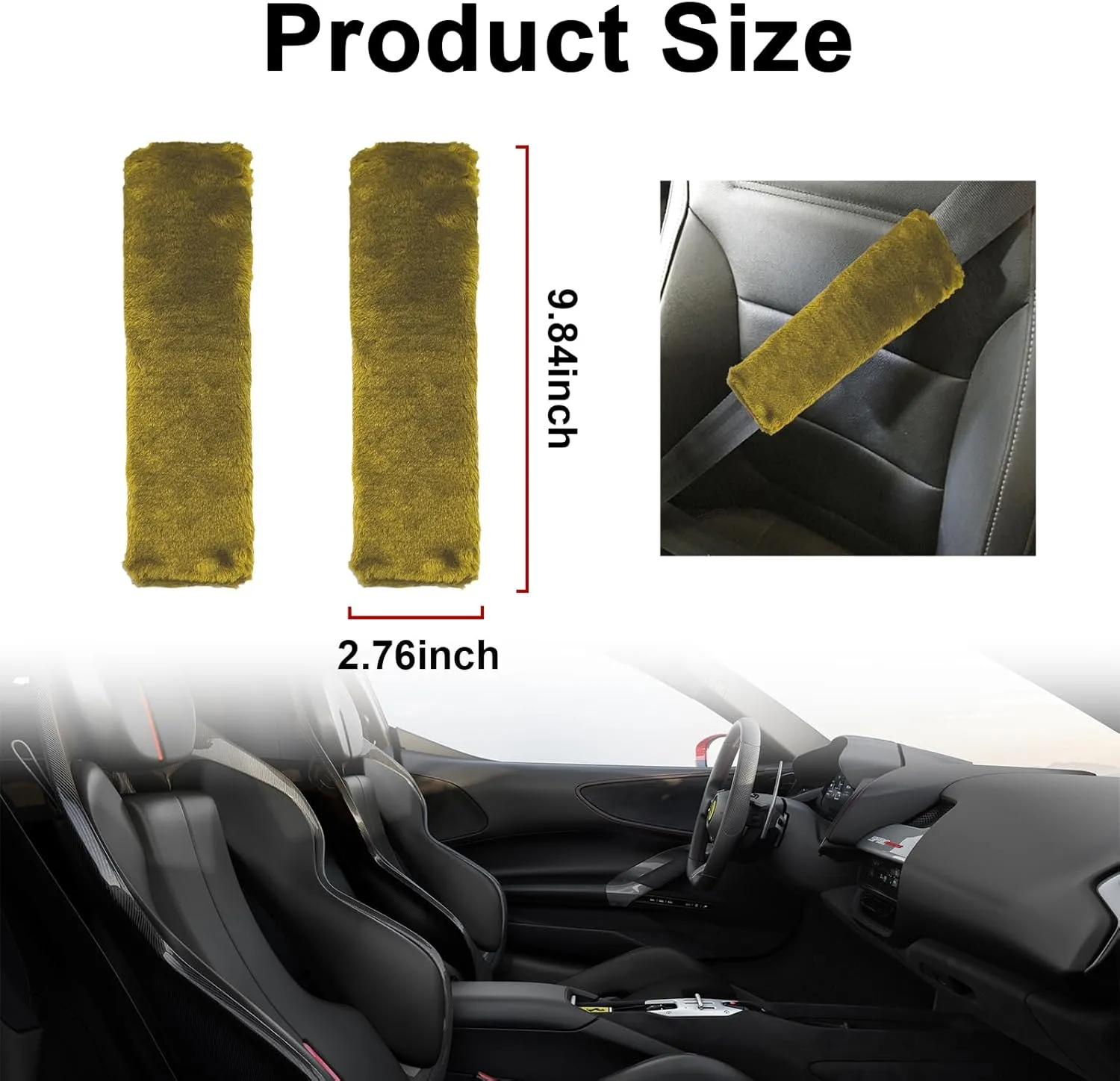 Ziciner 2 Packs Car Seatbelt Covers Shoulder Pad, Universal Soft Faux Sheepskin Shoulder Cover for Comfortable Driving, Fluffy Seat Belt Protector Help to Protect Your Neck and Shoulder (Light Green)